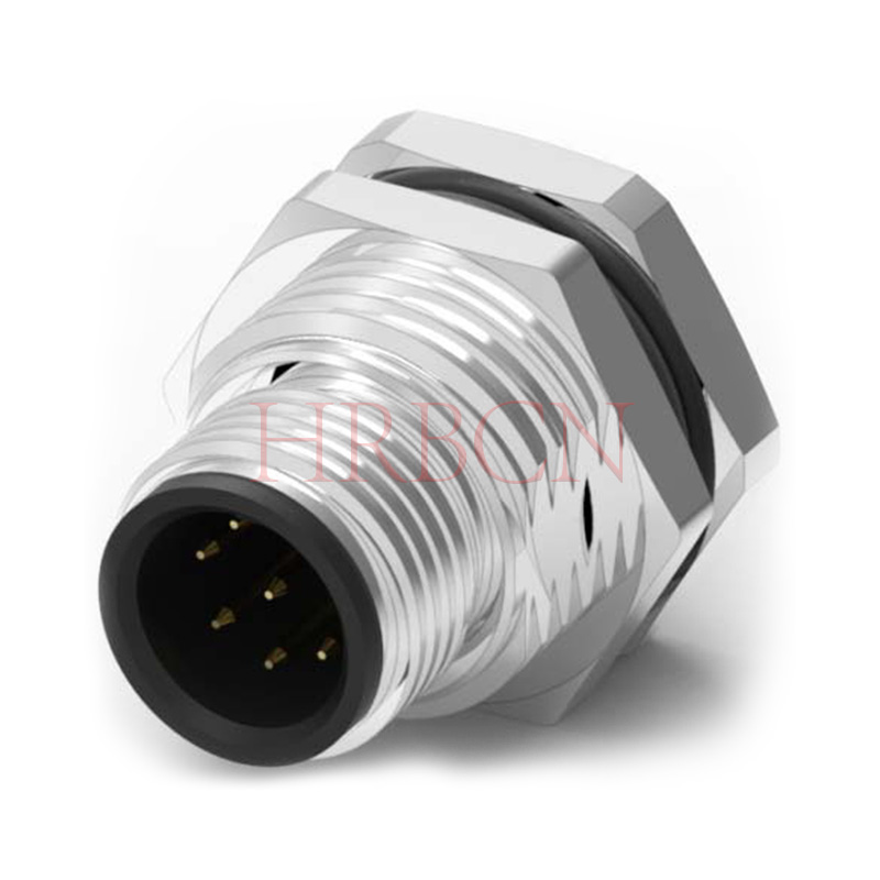 Connettore circolare maschio da pannello con codifica M12 B, 3-5 poli