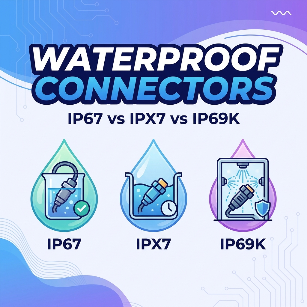 Connettori impermeabili IP67, IPX7 e IP69K: qual è la differenza?