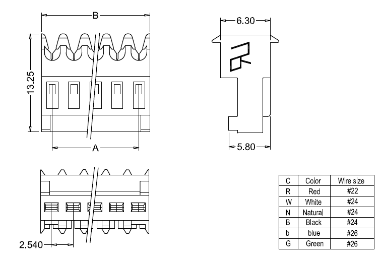 Dimensioni IDC M2050-NCR(180&deg;).