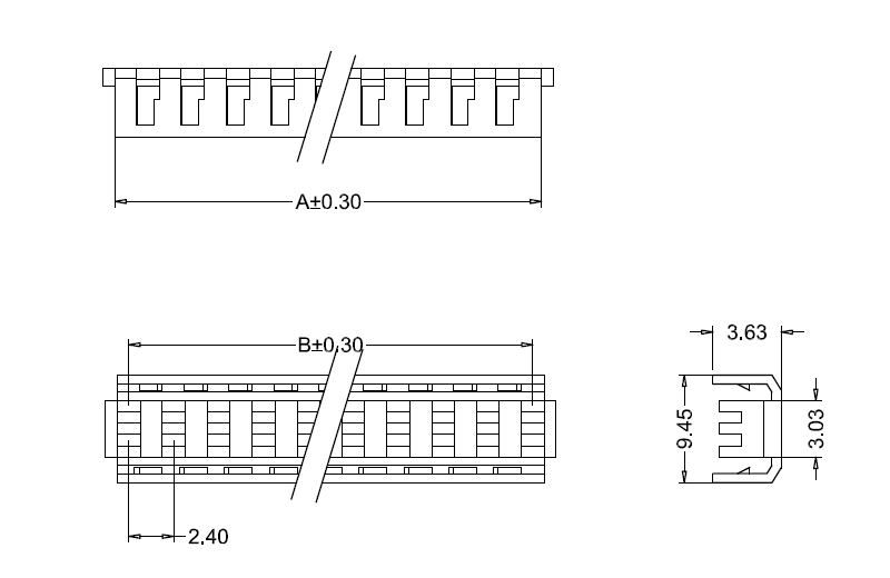 Disegno quotato del parapolvere IDC M7061(I)-N da 3,96 mm