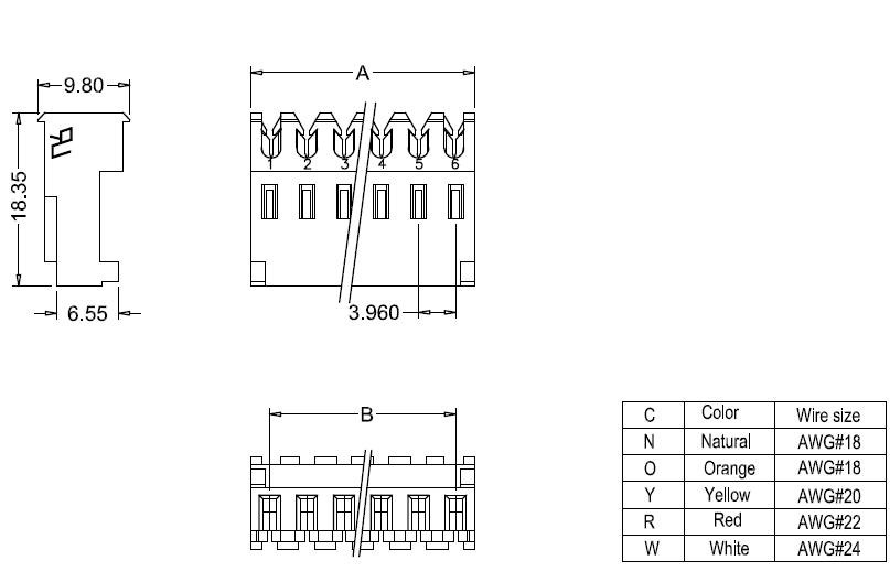 Dimensioni dell'IDC M7060-NCPR